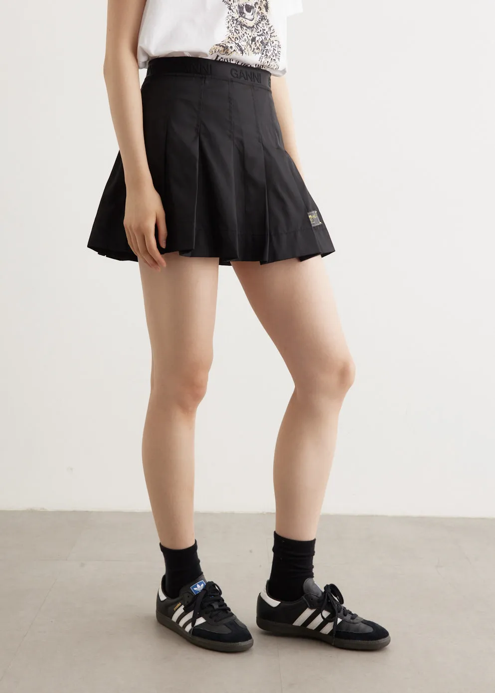 Duchesse Nylon Pleated Mini Skirt