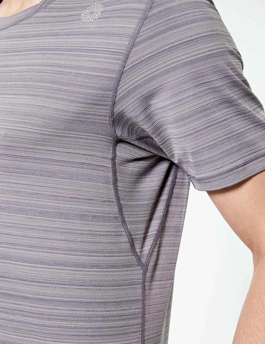 easyoga LESPIRO Men's Sheen Athlete Tee - D67 Gray Stripe
