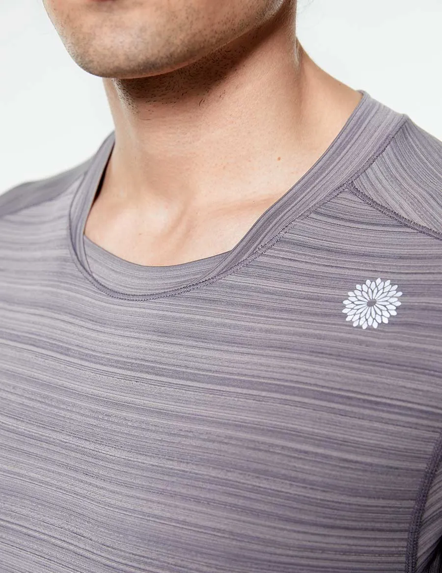 easyoga LESPIRO Men's Sheen Athlete Tee - D67 Gray Stripe