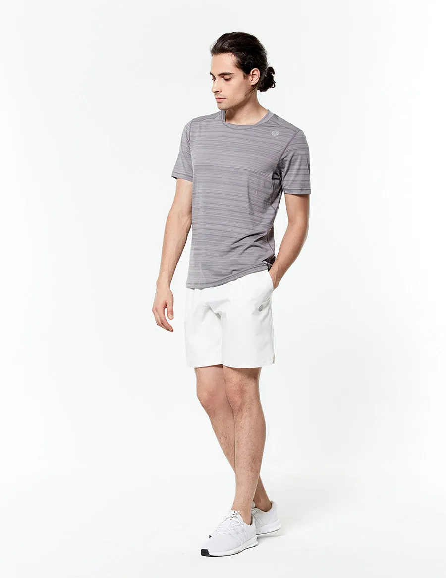 easyoga LESPIRO Men's Sheen Athlete Tee - D67 Gray Stripe