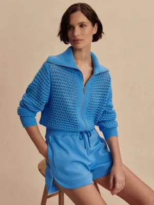 Eloise Full Zip Knit - Azure Blue