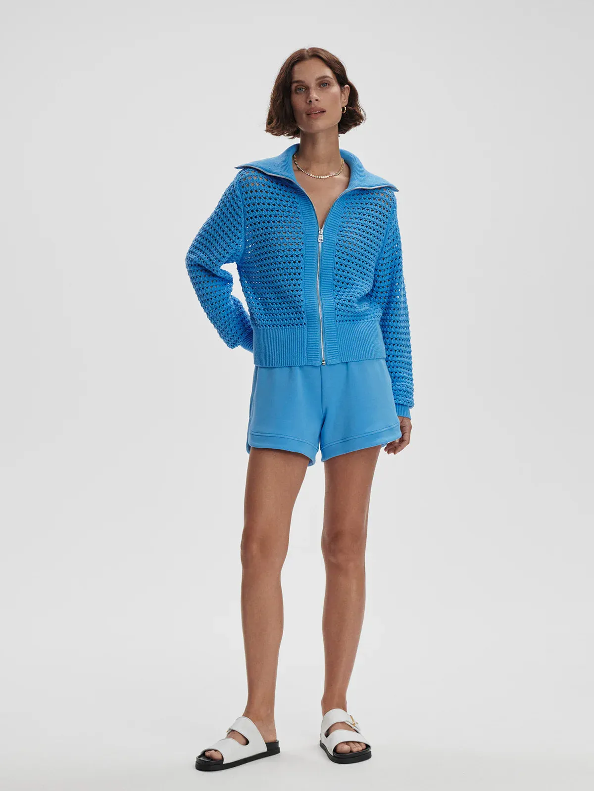 Eloise Full Zip Knit - Azure Blue