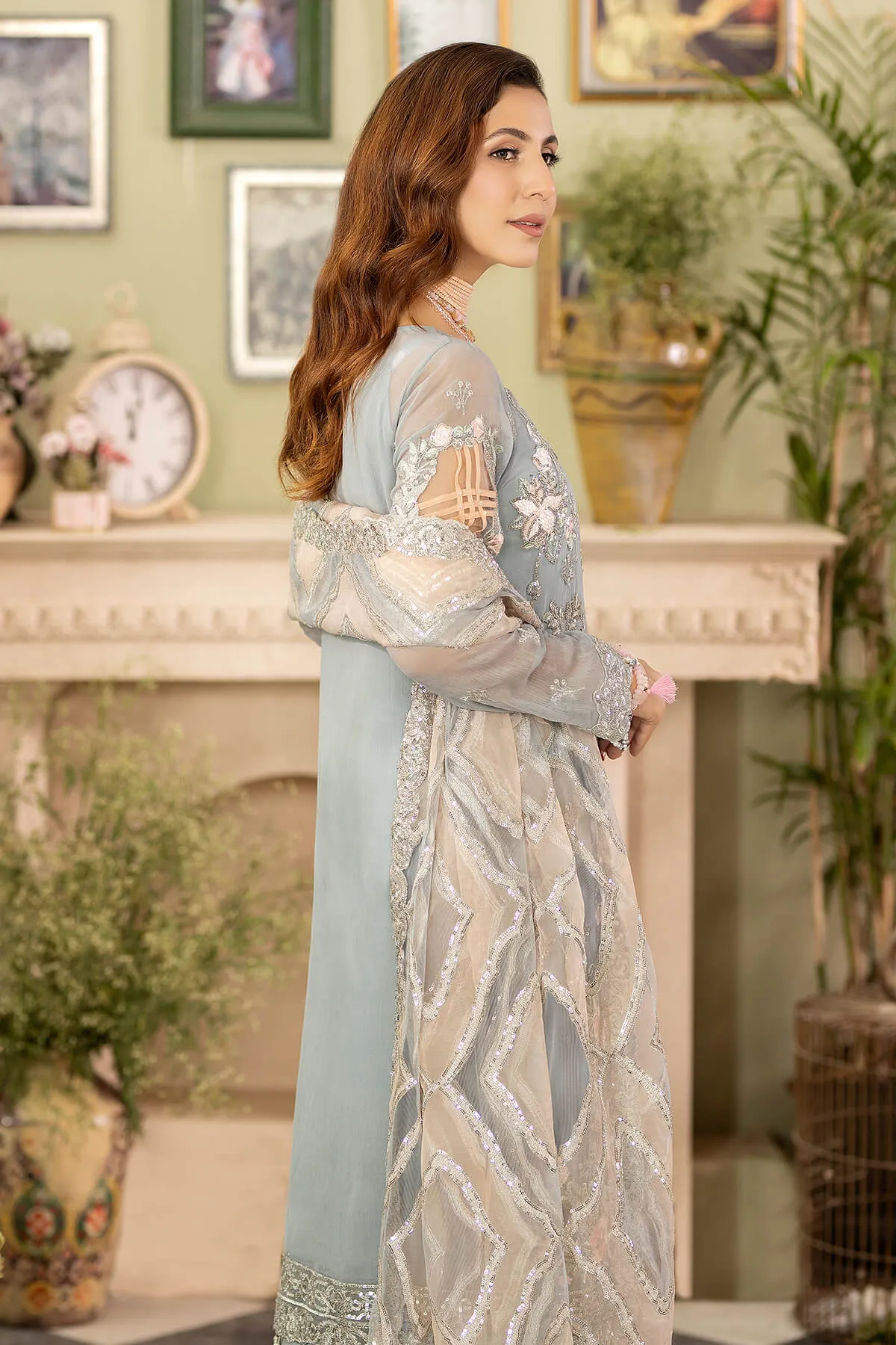 Embroidered Blue Pakistani Salwar Kameez Dupatta Dress