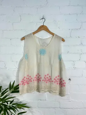 Embroidered Sleeveless Top