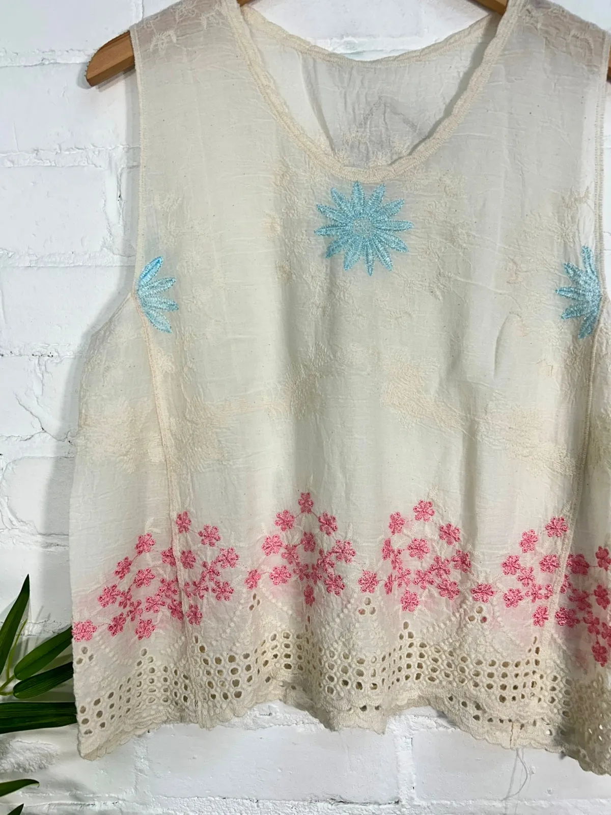 Embroidered Sleeveless Top