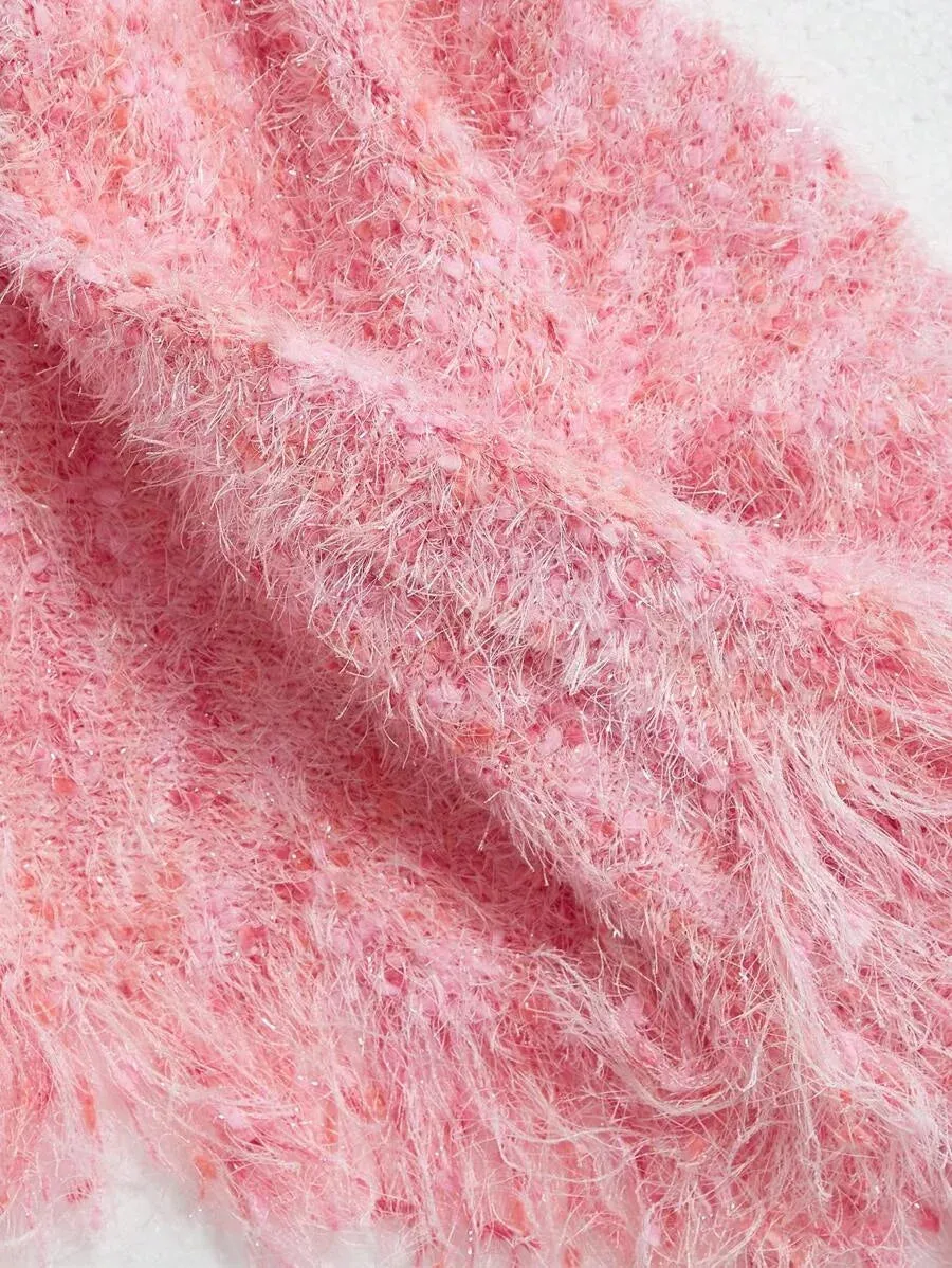 Emerson Fuzzy Knit Cropped Sweater in Pink