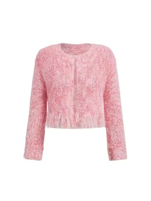 Emerson Fuzzy Knit Cropped Sweater in Pink
