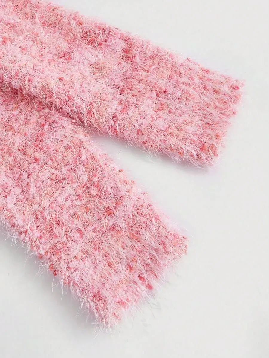 Emerson Fuzzy Knit Cropped Sweater in Pink