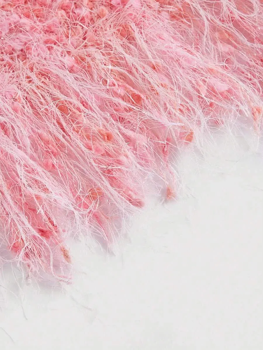 Emerson Fuzzy Knit Cropped Sweater in Pink