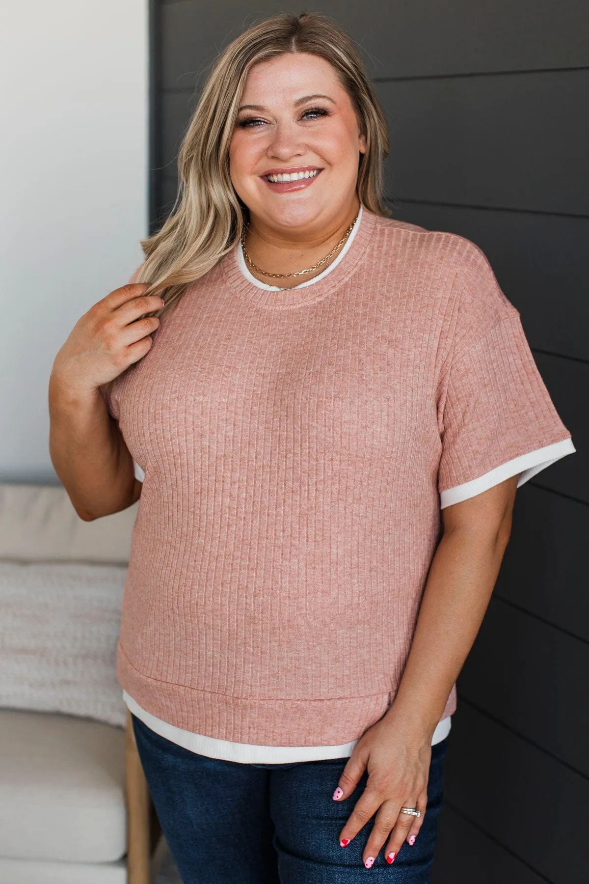 Essential To Me Short Sleeve Top- Coral