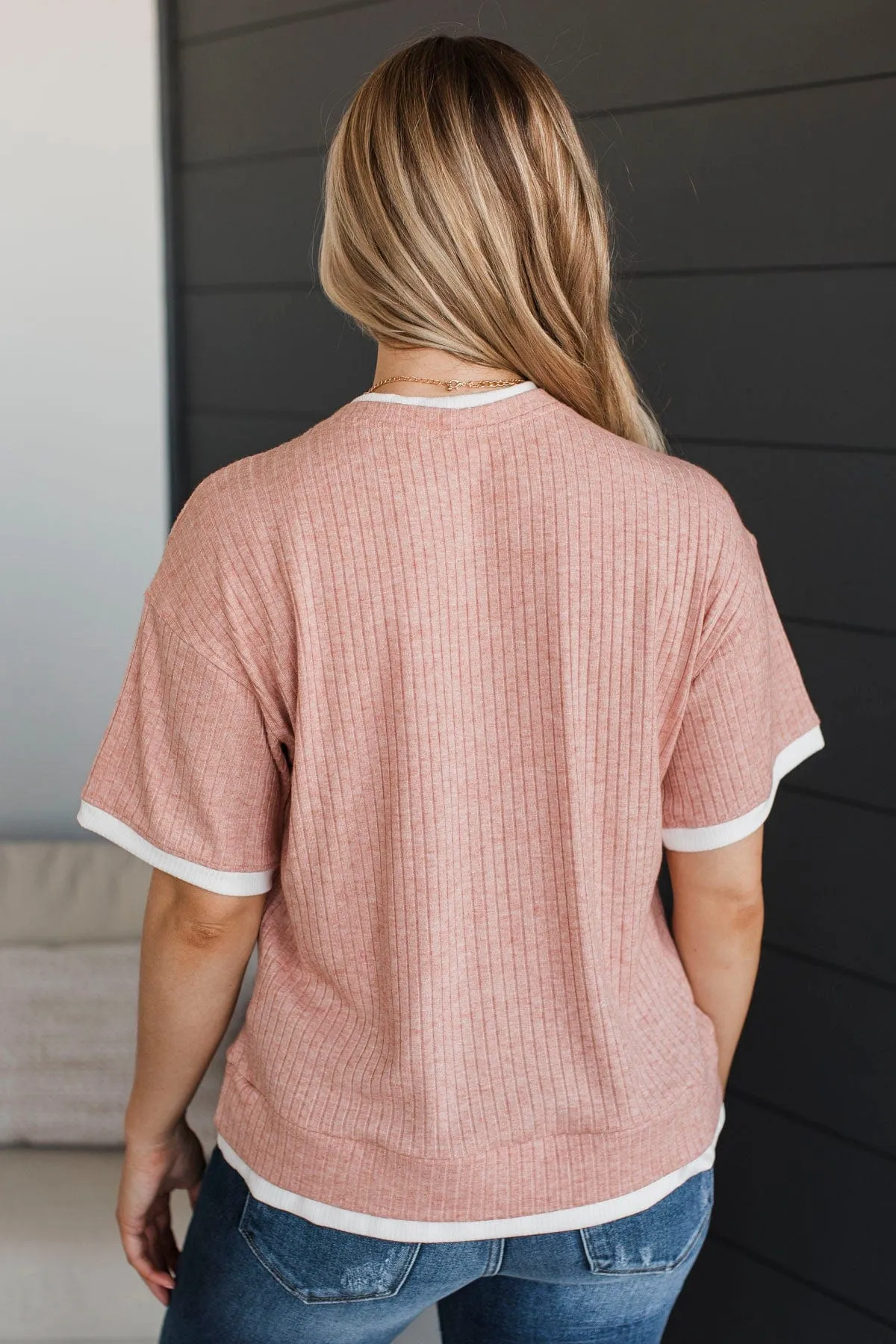 Essential To Me Short Sleeve Top- Coral