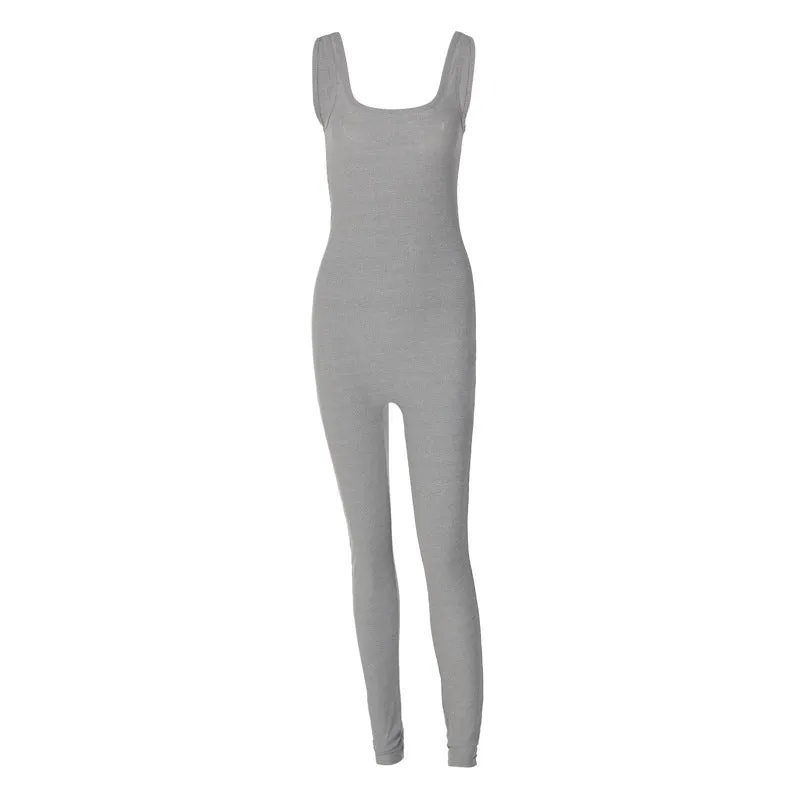 European And American-Style2023Summer New Women's Clothing Sunken Stripe Sleeveless Square Collar Hip-Lifting Trousers Slim Fit Bodysuit Foreign Trade Wholesale