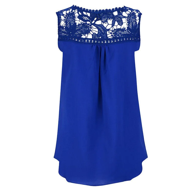 Fashion Sleeveless Casual Tops Chiffon Women Blouse Shirts Loose Tops S-XL