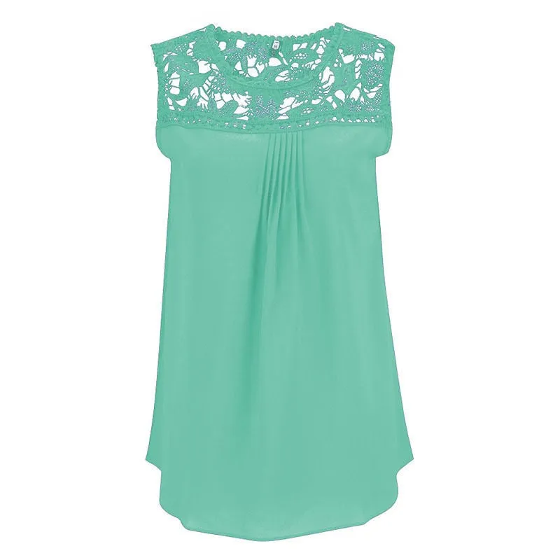 Fashion Sleeveless Casual Tops Chiffon Women Blouse Shirts Loose Tops S-XL
