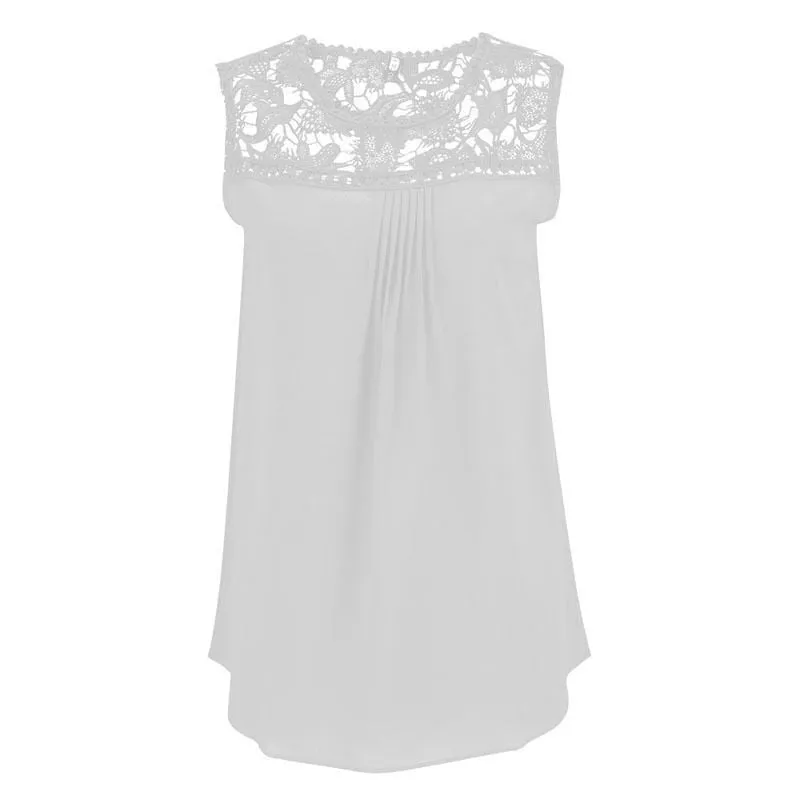 Fashion Sleeveless Casual Tops Chiffon Women Blouse Shirts Loose Tops S-XL