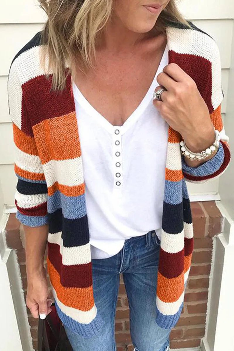 Fashion Street Striped Patchwork Cardigans