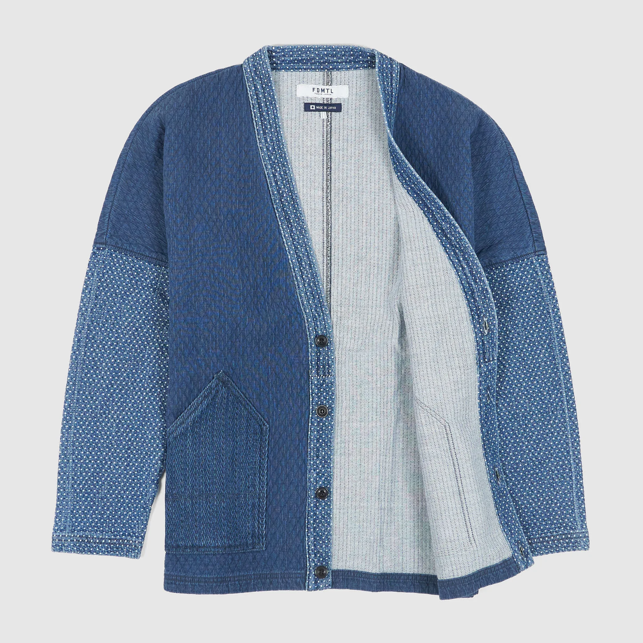 FDMTL Washed Shashiko Patchwork Cardigan