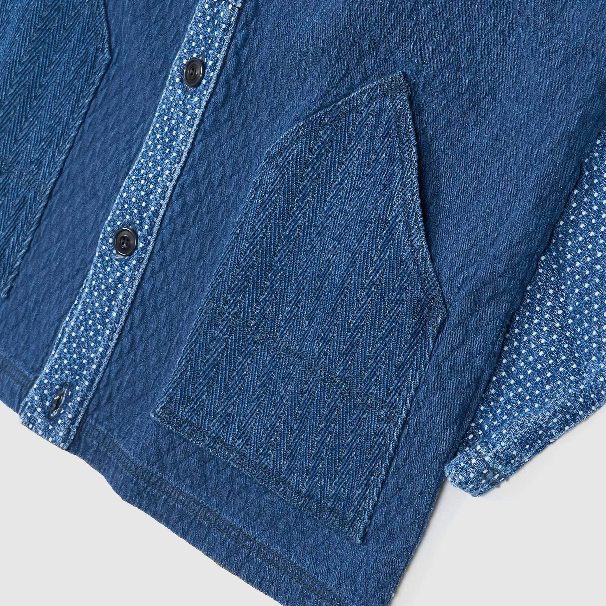 FDMTL Washed Shashiko Patchwork Cardigan