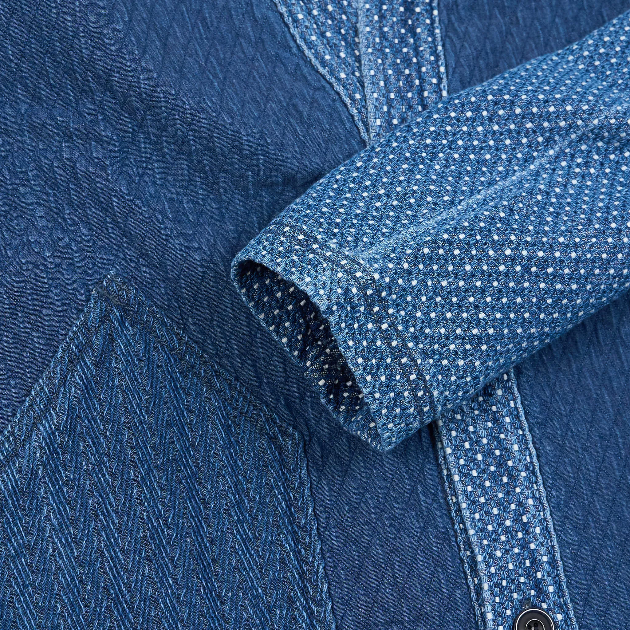 FDMTL Washed Shashiko Patchwork Cardigan