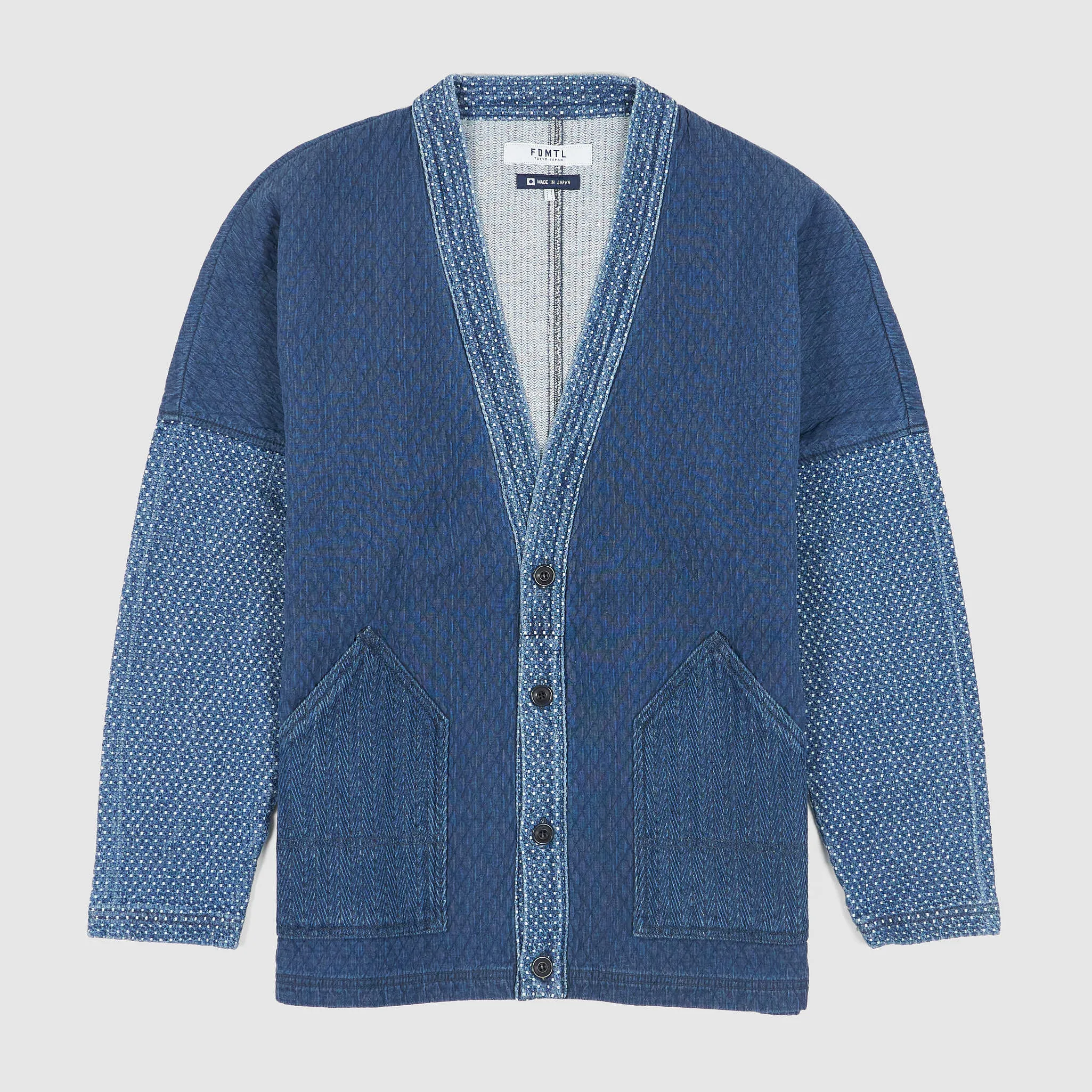 FDMTL Washed Shashiko Patchwork Cardigan