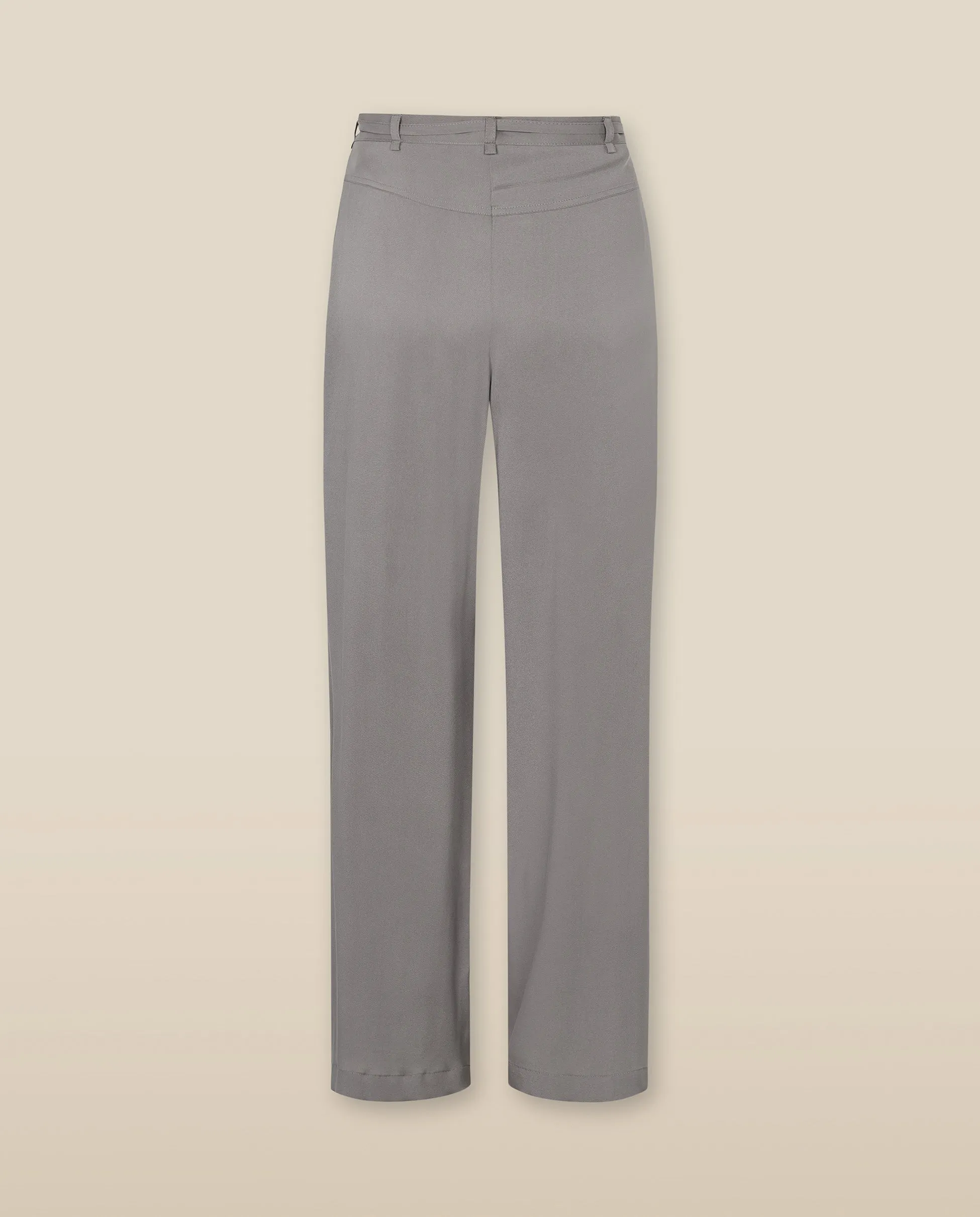 FINLEY | Grey Straight Leg Silk Trousers