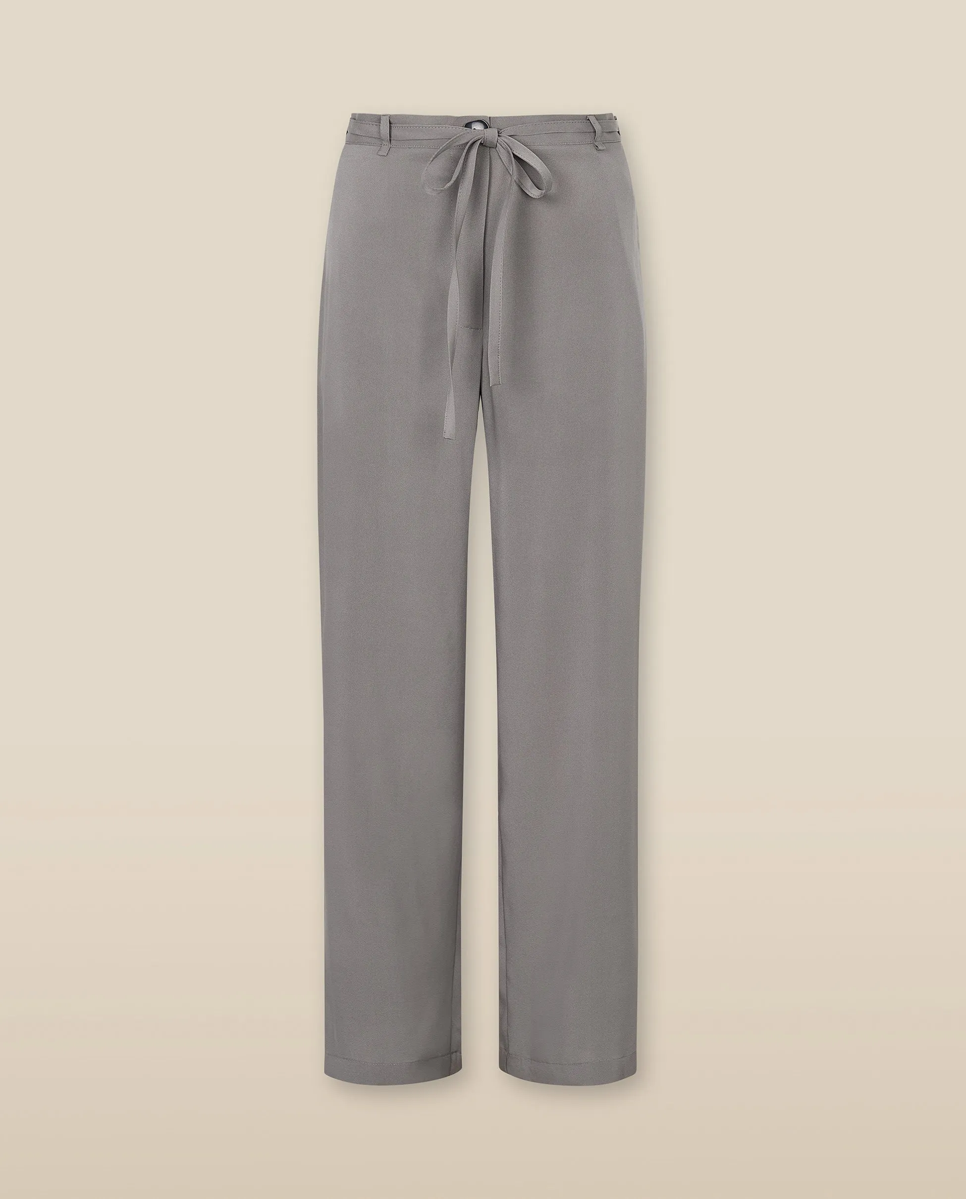 FINLEY | Grey Straight Leg Silk Trousers