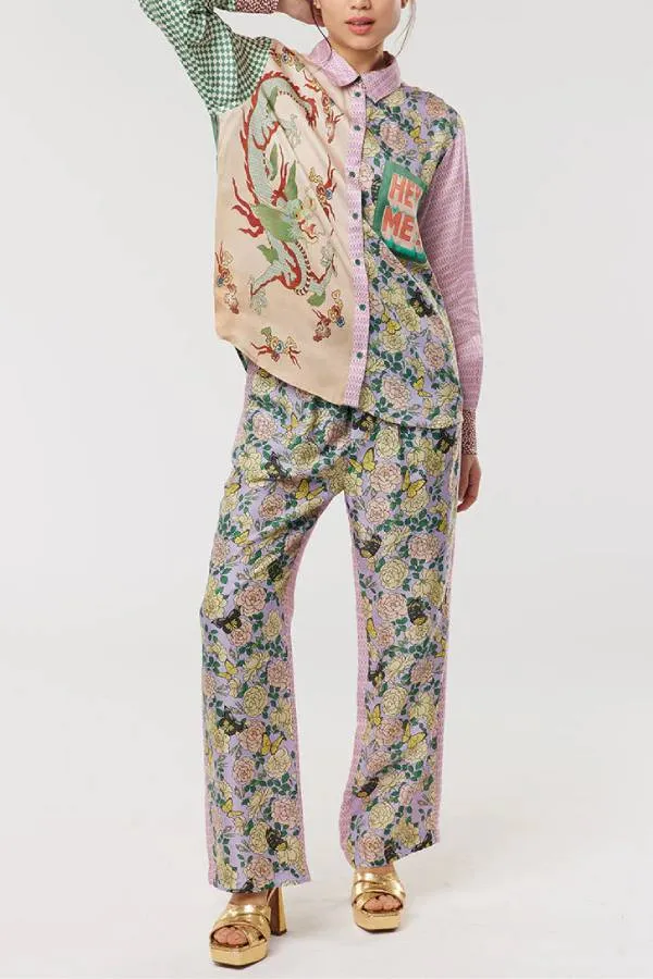 Floral and Butterfly Print Trousers