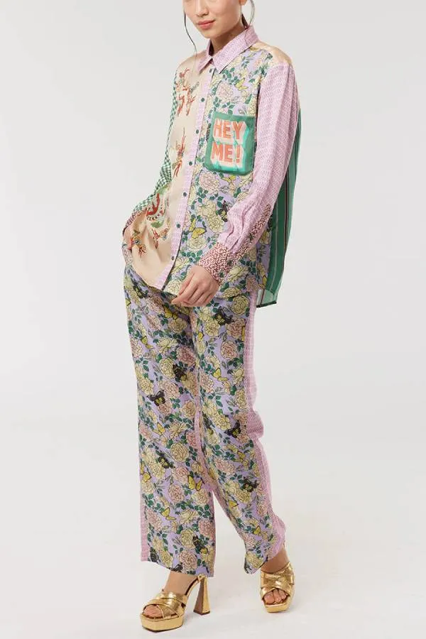 Floral and Butterfly Print Trousers