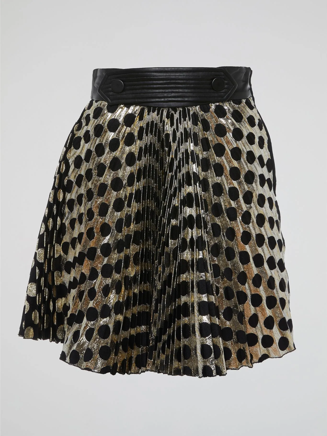 Foil Polka Dot Pleated Skirt