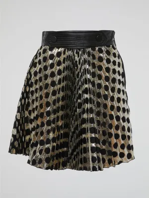 Foil Polka Dot Pleated Skirt