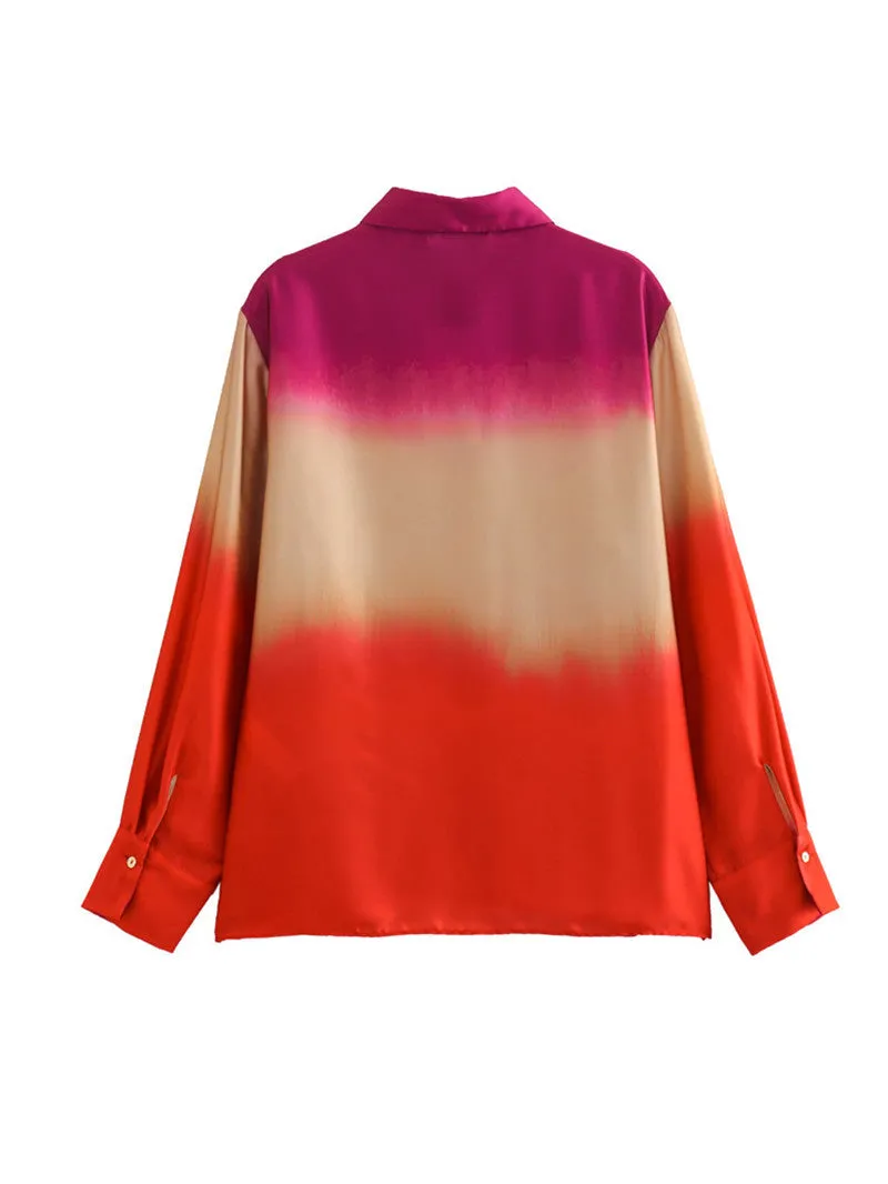 Foreign Trade Wholesale2023Summer New European and American Style Tie-Dye Printed Shirt Straight-Leg Trousers Suit7888483