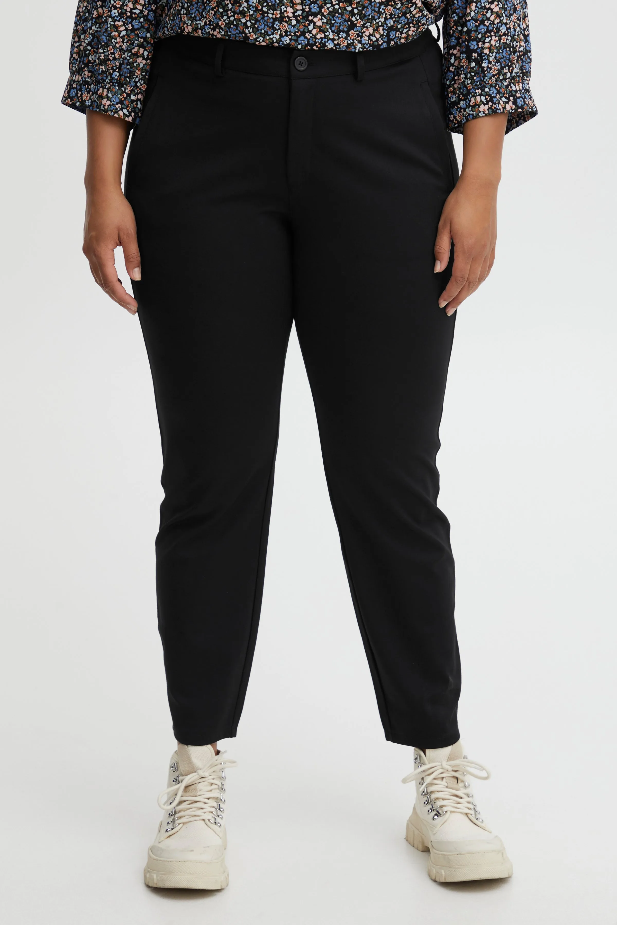 Fransa Plus Size Lano Trousers FPLANO  - Black curve trouser