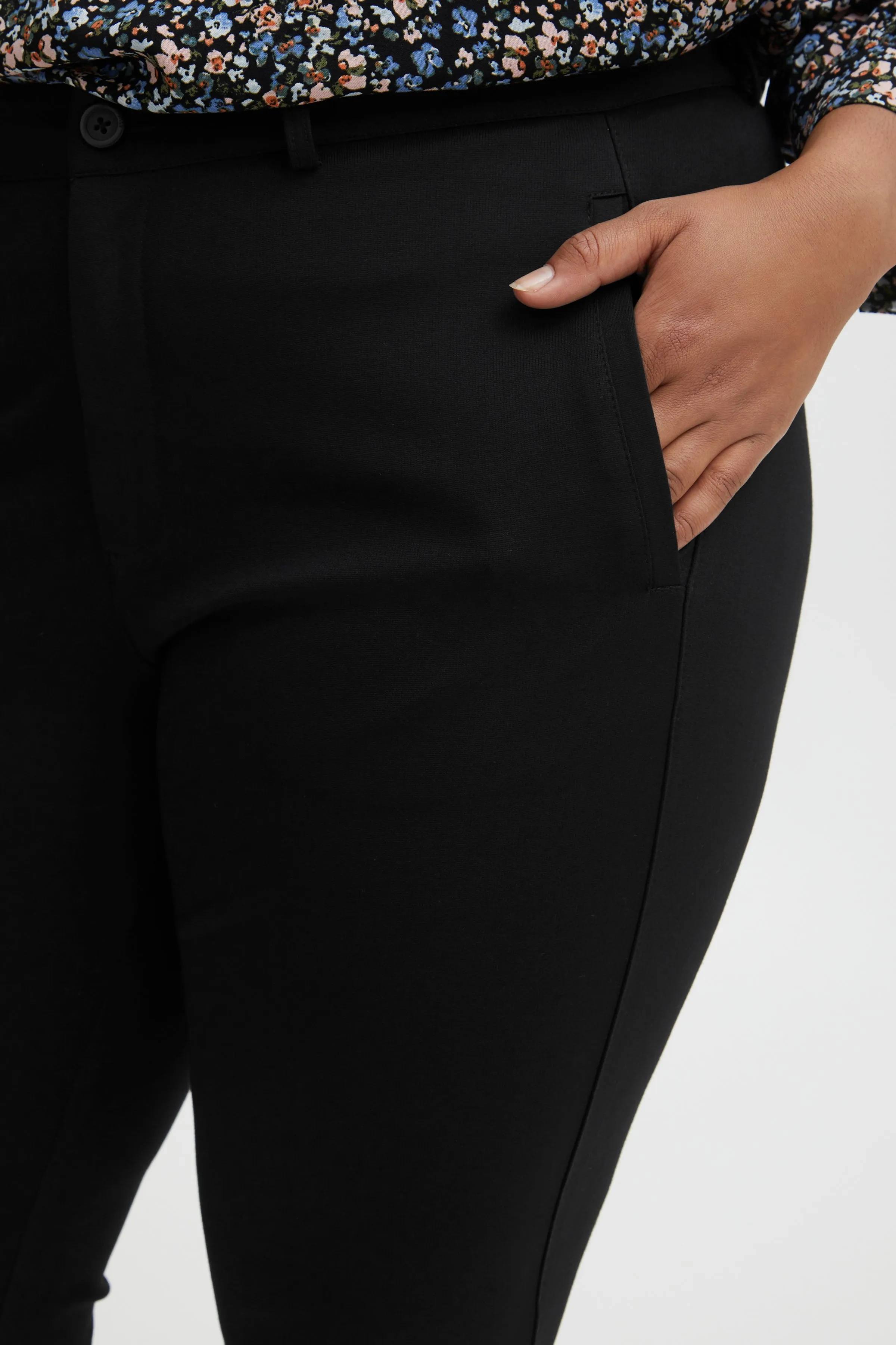 Fransa Plus Size Lano Trousers FPLANO  - Black curve trouser