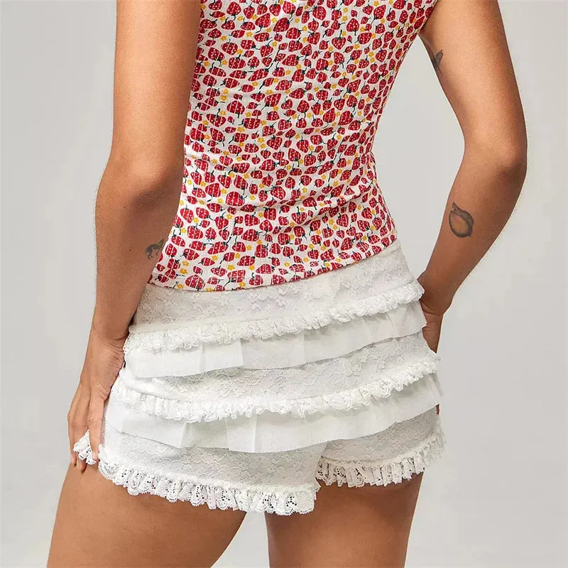Free Ruffle Layered Lace Shorts
