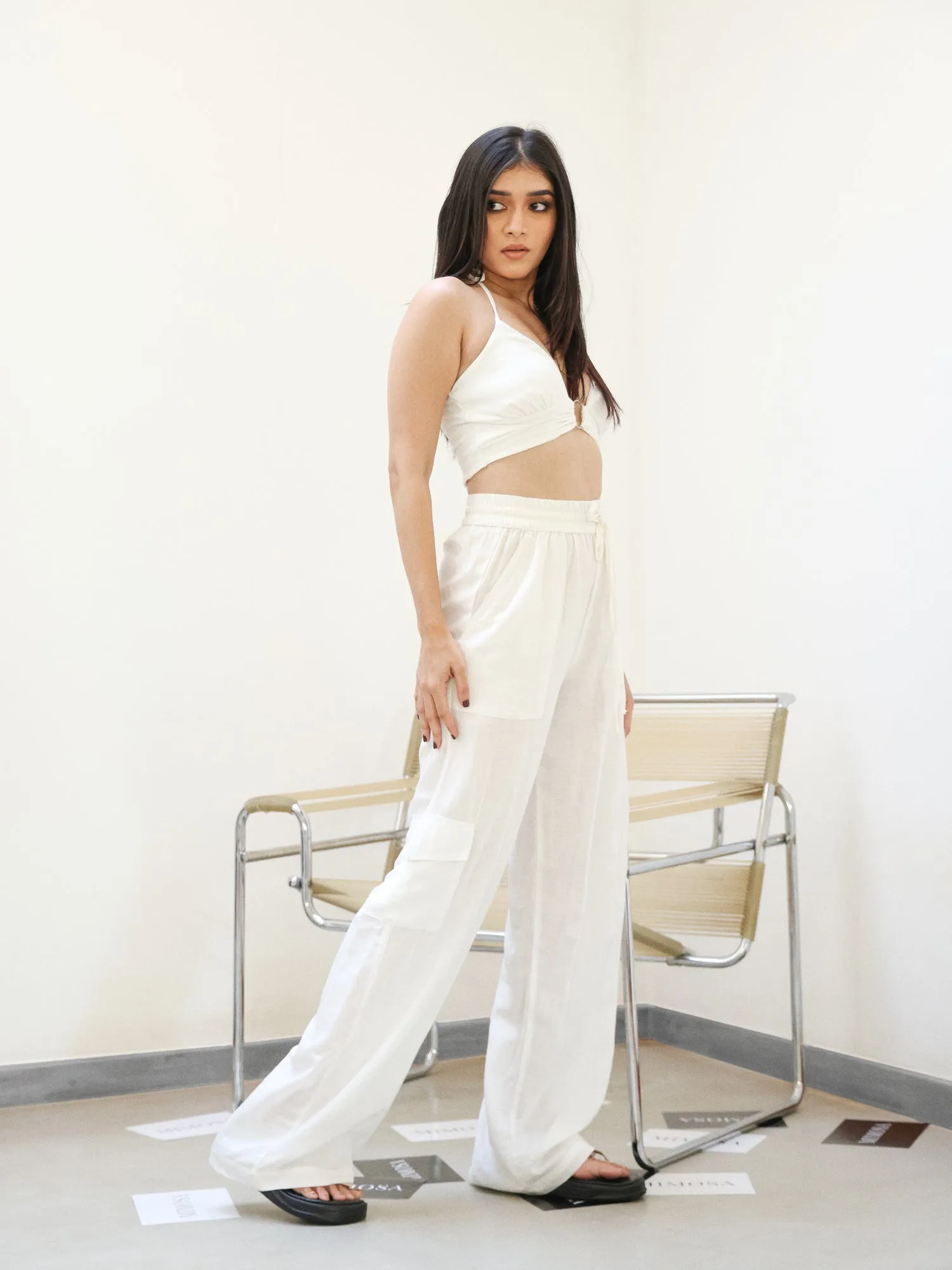 Front Ring Detailed Sleeveless Bustier Top