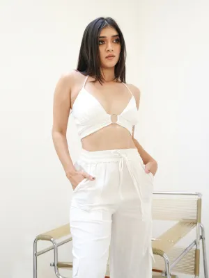 Front Ring Detailed Sleeveless Bustier Top