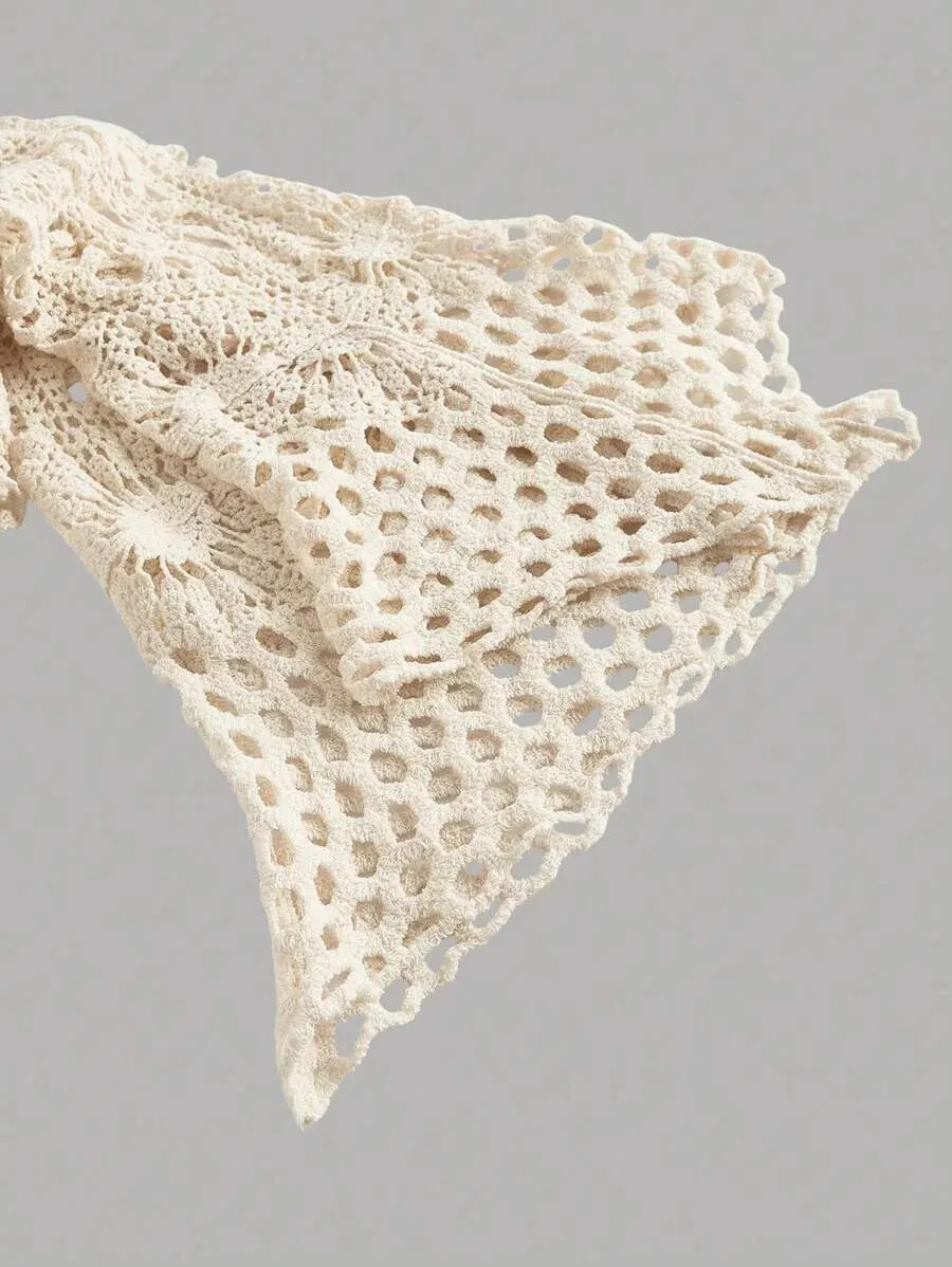 Gemma Crochet Lace Tie-Front Cardigan in Apricot