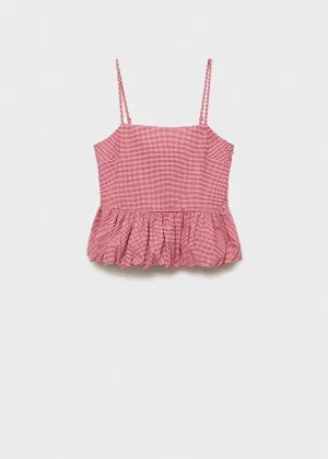 Gingham check top with ruffle