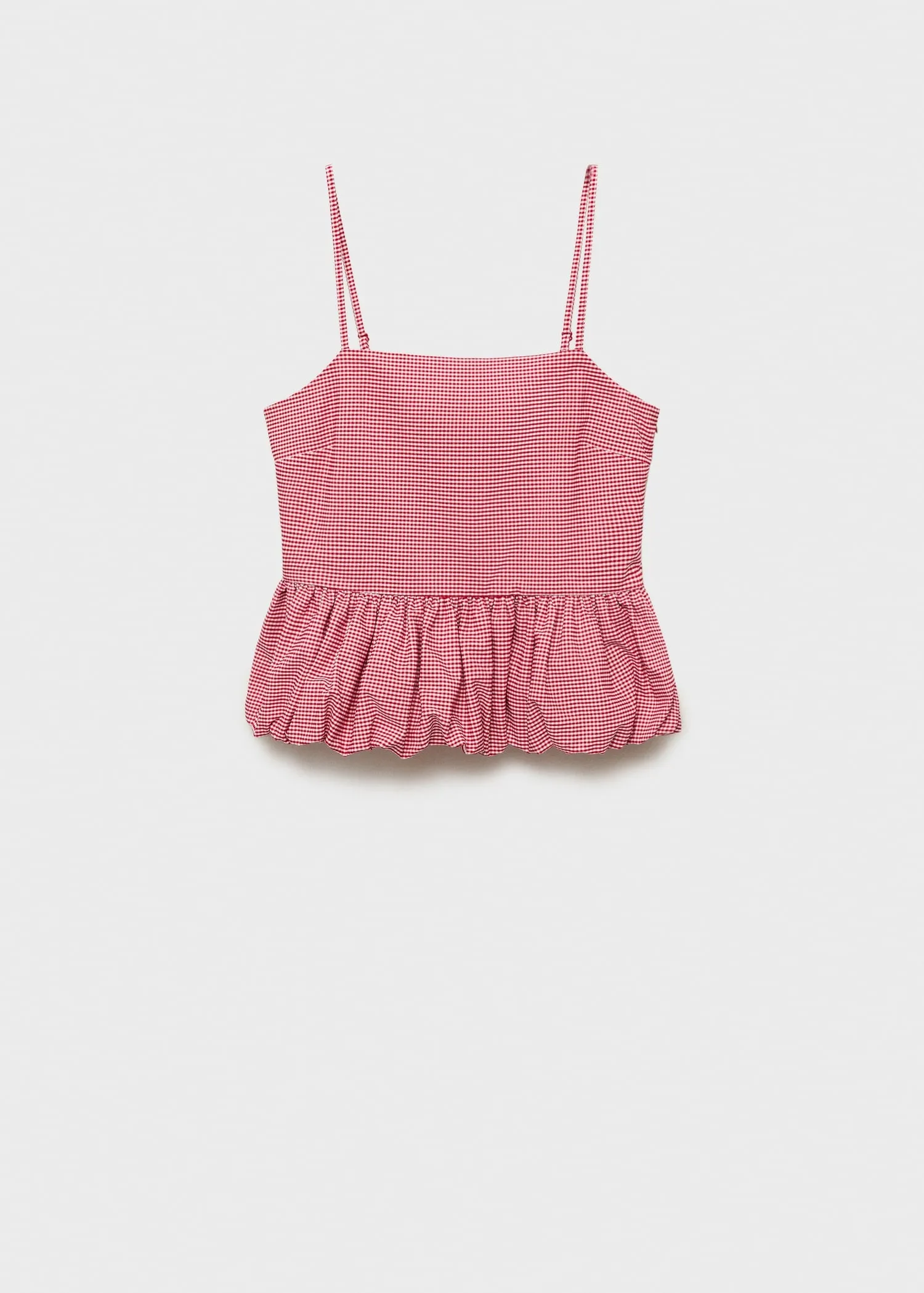 Gingham check top with ruffle