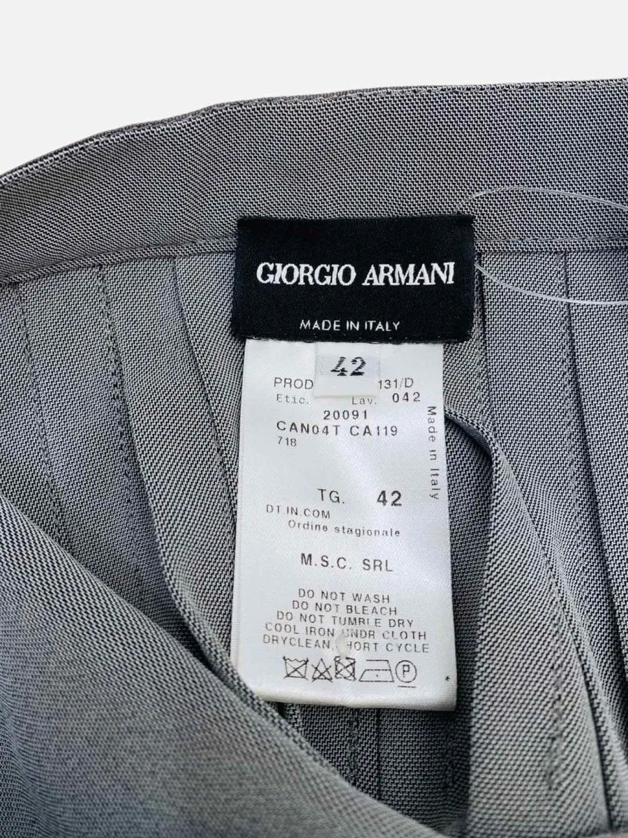 GIORGIO ARMANI Grey Pleated Knee Length Skirt US6