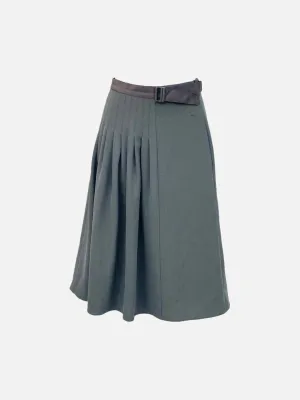 GIORGIO ARMANI Grey Pleated Knee Length Skirt US6