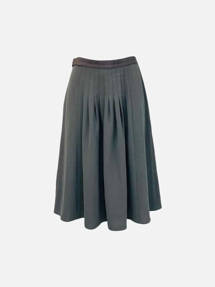 GIORGIO ARMANI Grey Pleated Knee Length Skirt US6