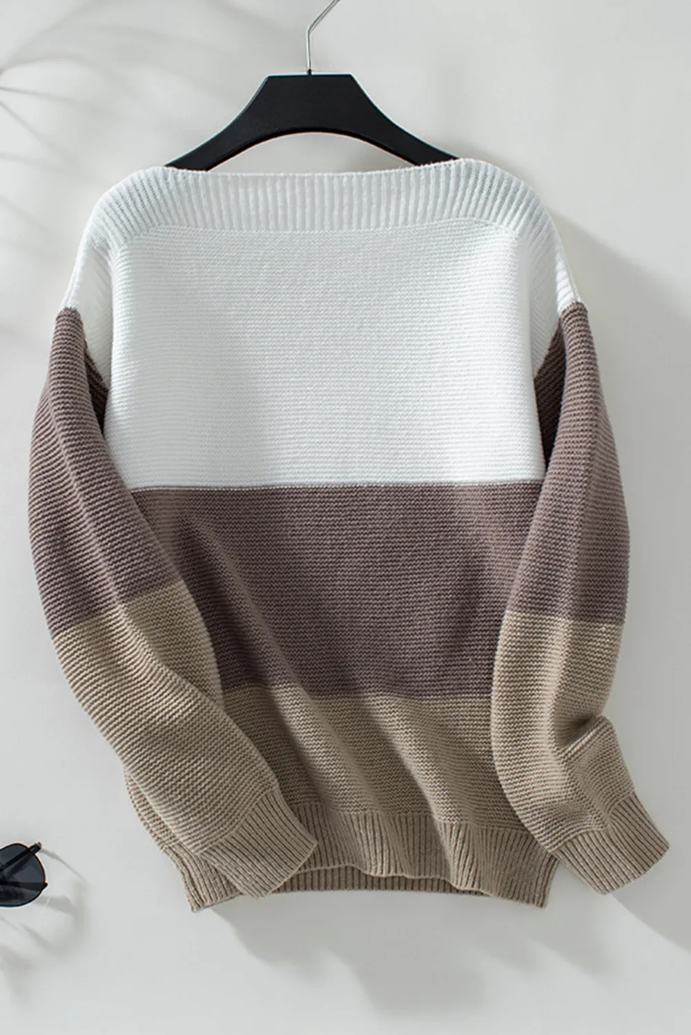 Goat Colorblock Knitted Buttoned Shoulder Sweater