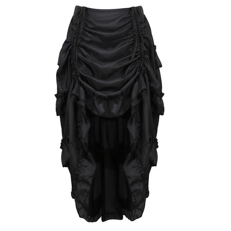 Gothic Irregular Shirring Pleated Party Maxi Long Skirt