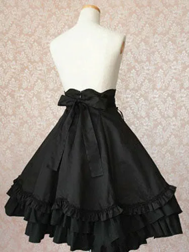 Gothic Lolita Dress SK Black Ruffles Cotton High Waist Lolita Skirts