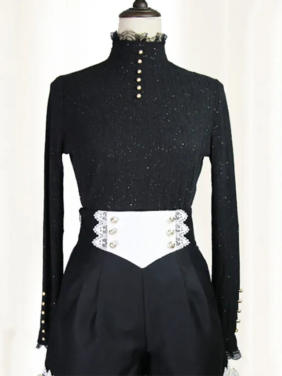 Gothic Ouji Lolita Bloomers Black Lace Straight Lolita Pant