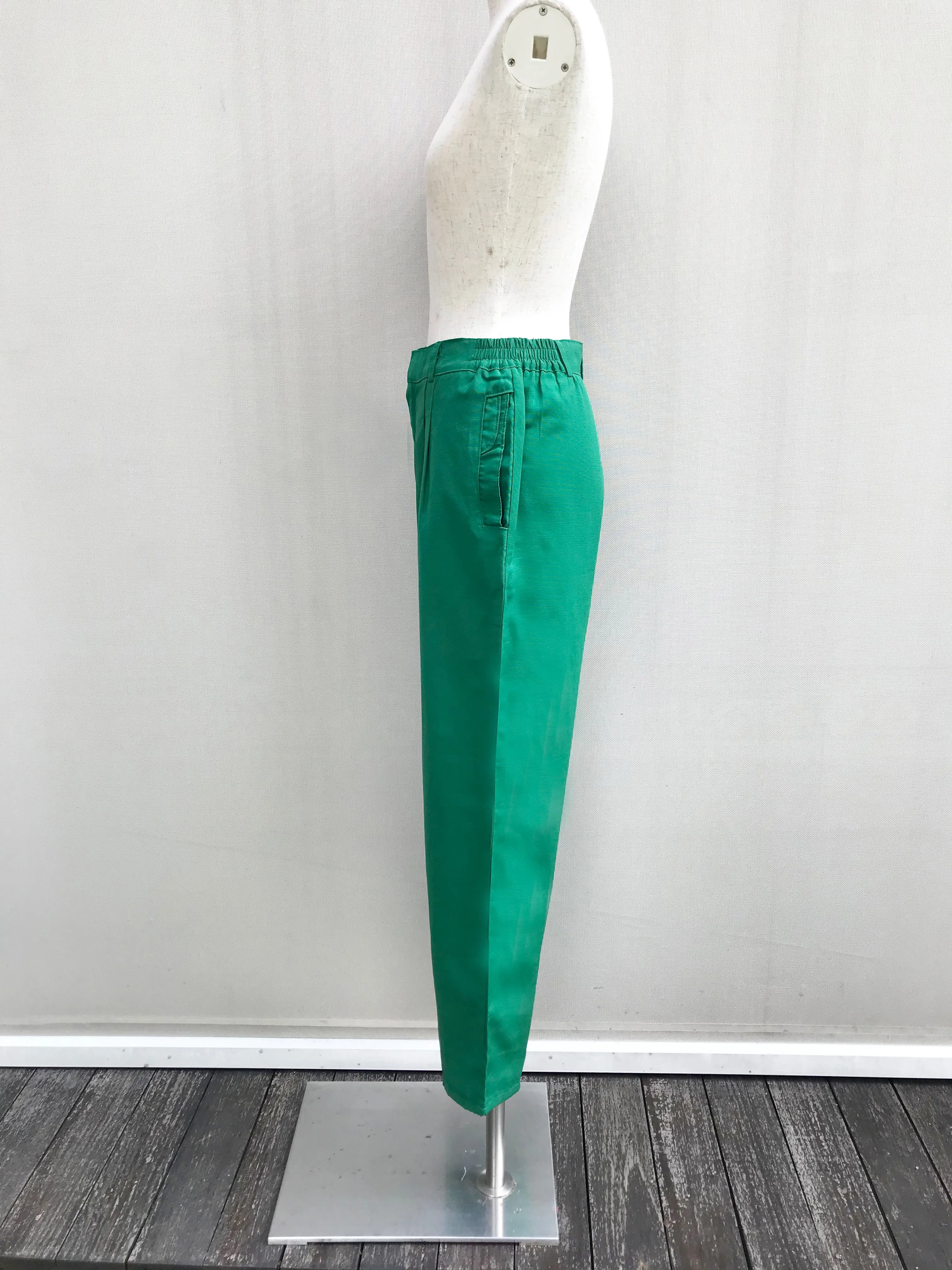 Green Classic Straight-cut High Waisted Trousers