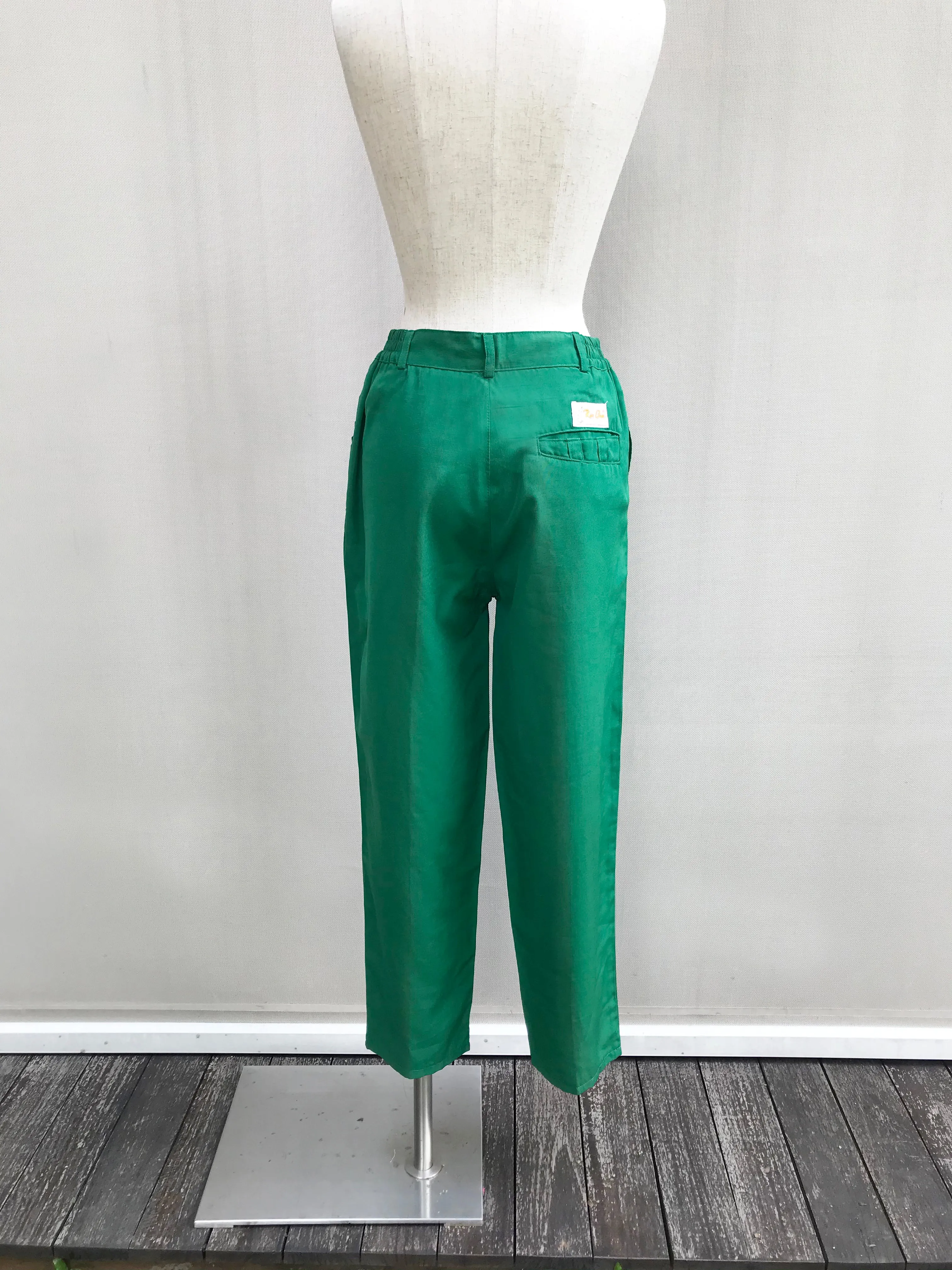 Green Classic Straight-cut High Waisted Trousers