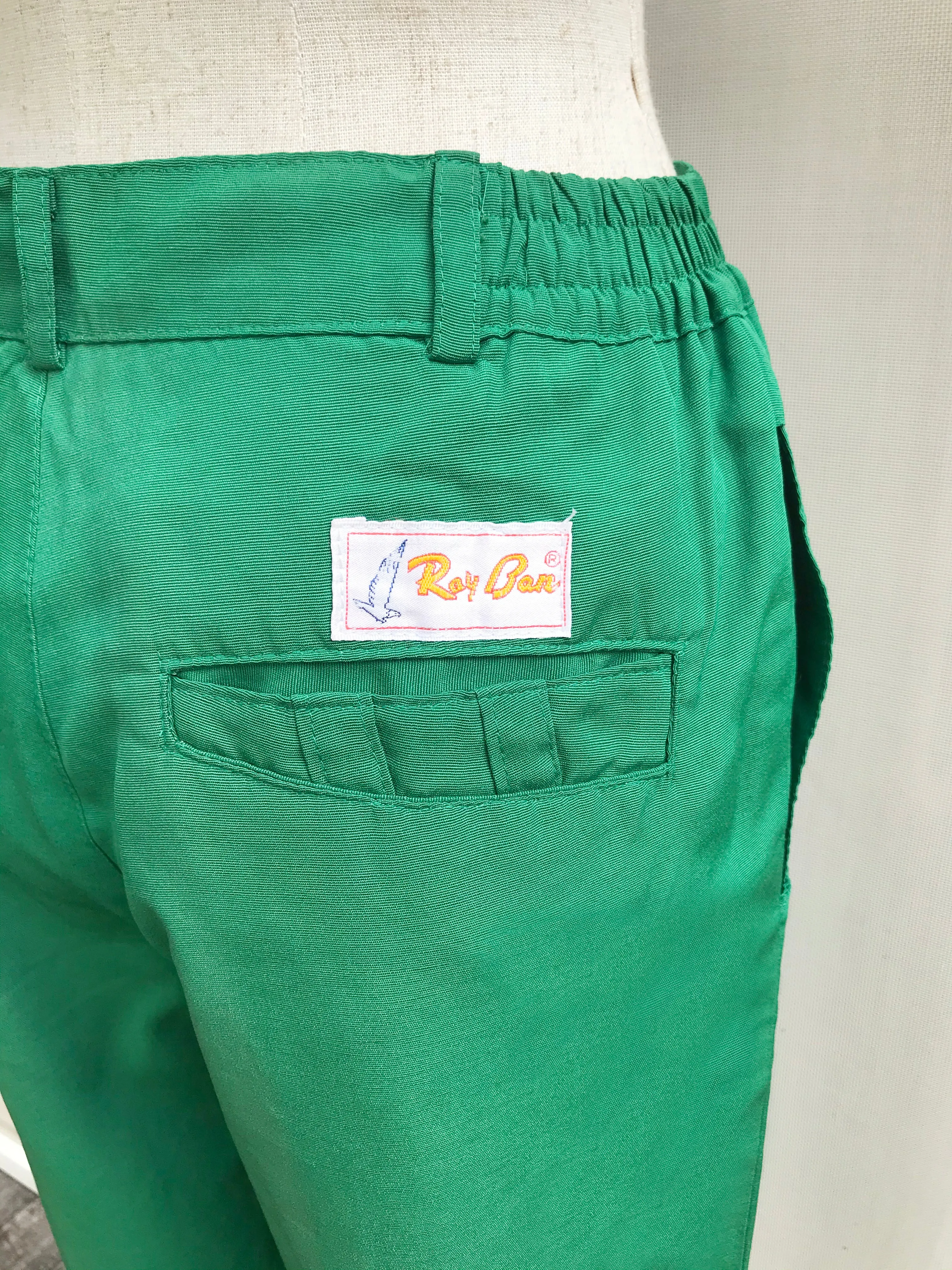 Green Classic Straight-cut High Waisted Trousers