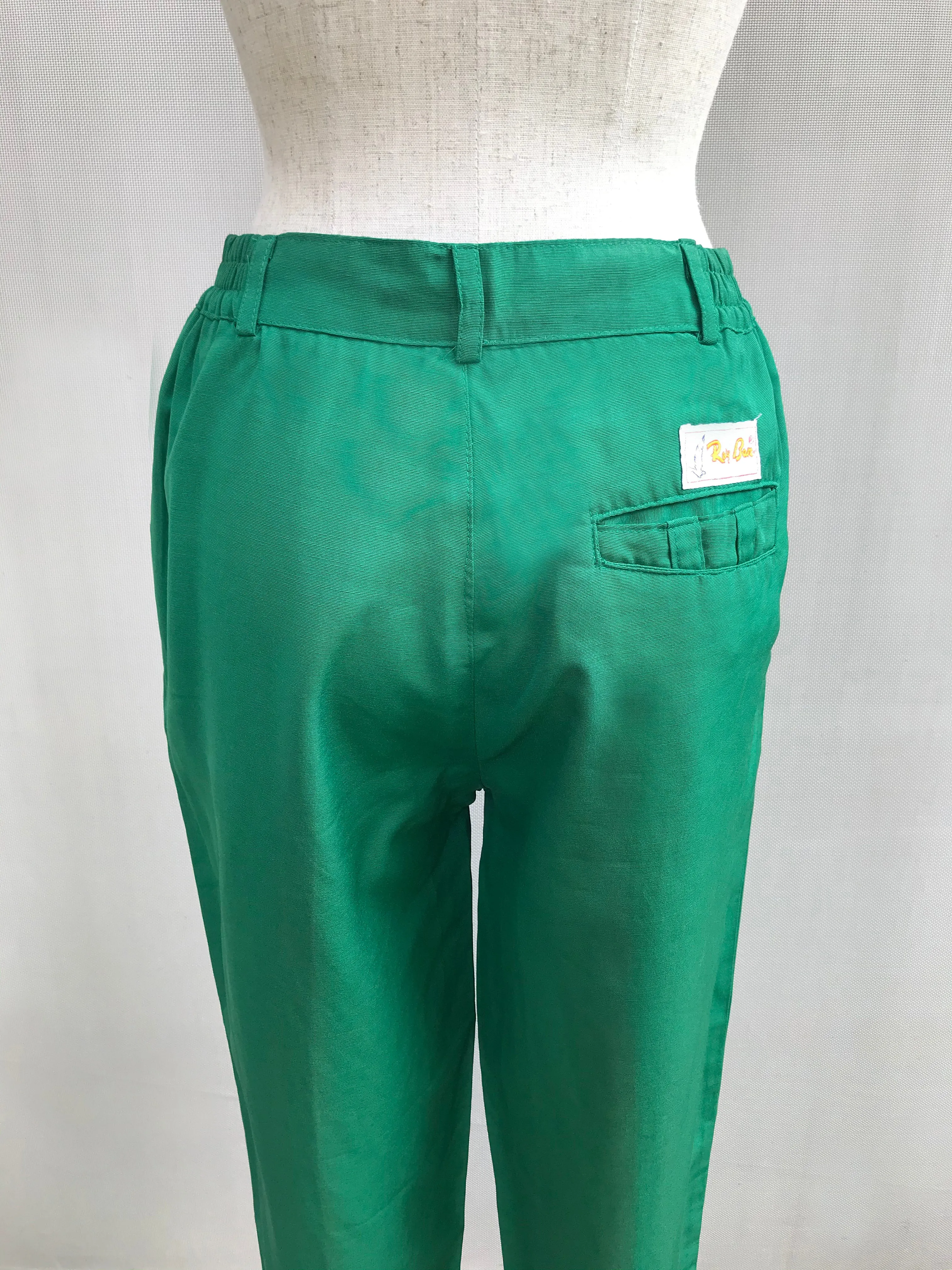 Green Classic Straight-cut High Waisted Trousers